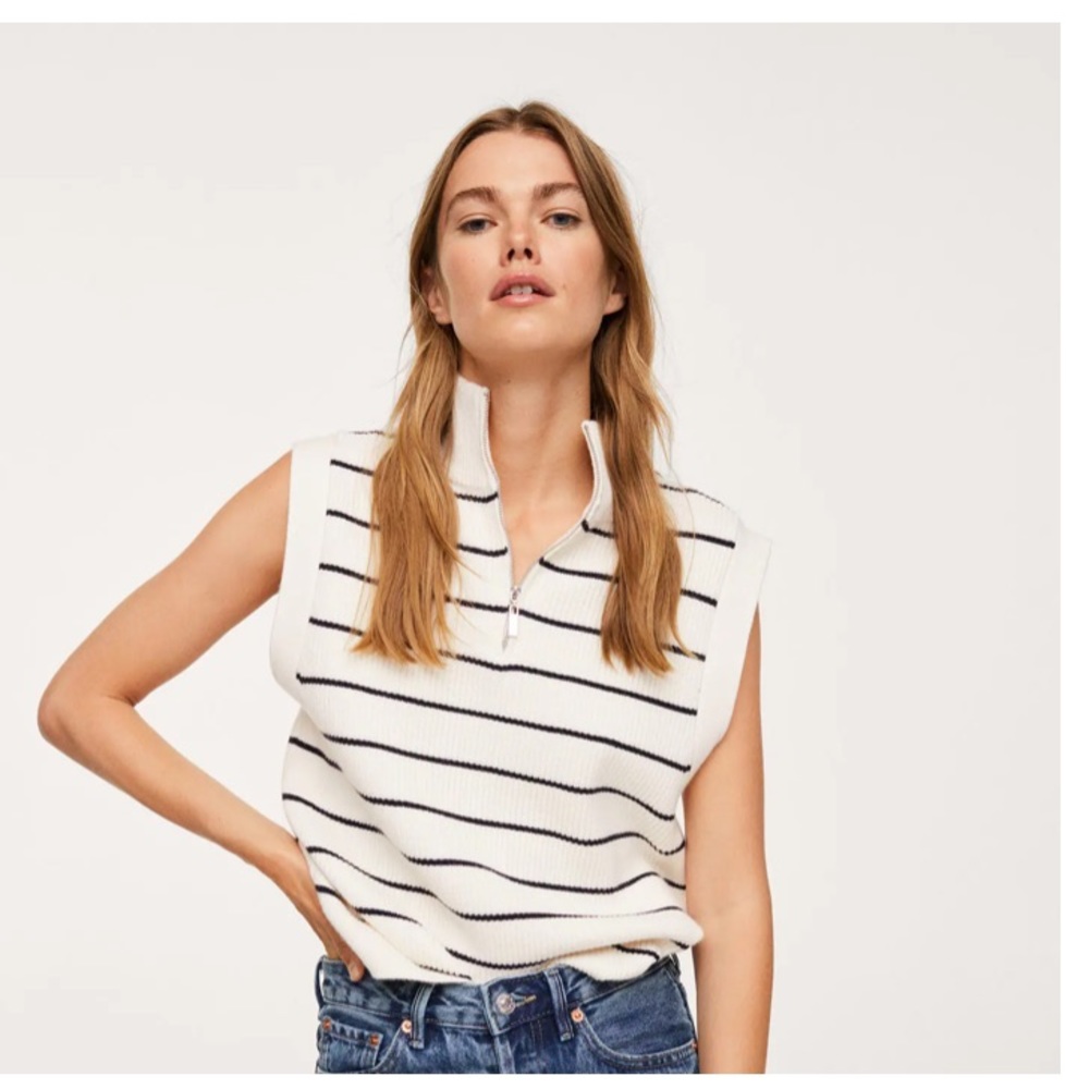 Mango Striped Knitted Vest